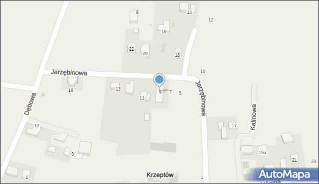 Krzeptów, Jarzębinowa, 9, mapa Krzeptów