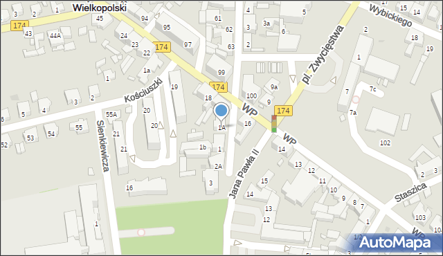 Krzyż Wielkopolski, Jana Pawła II, 1A, mapa Krzyż Wielkopolski