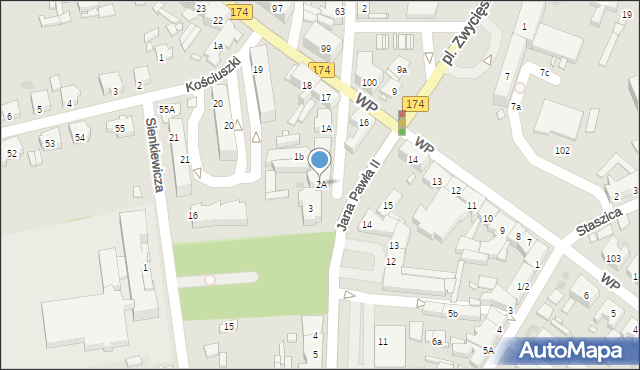 Krzyż Wielkopolski, Jana Pawła II, 2A, mapa Krzyż Wielkopolski