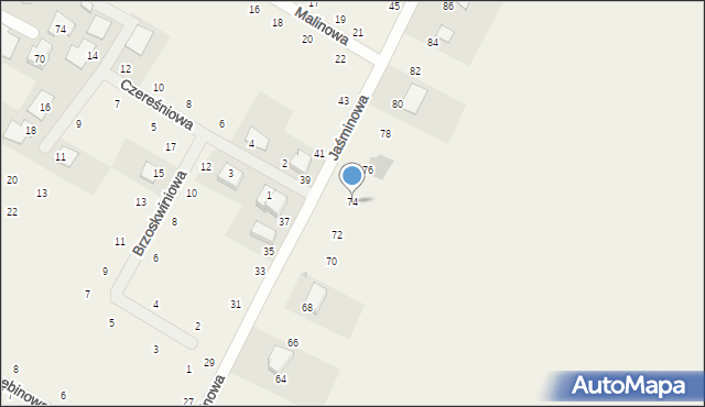 Krzyżanowice, Jaśminowa, 74, mapa Krzyżanowice