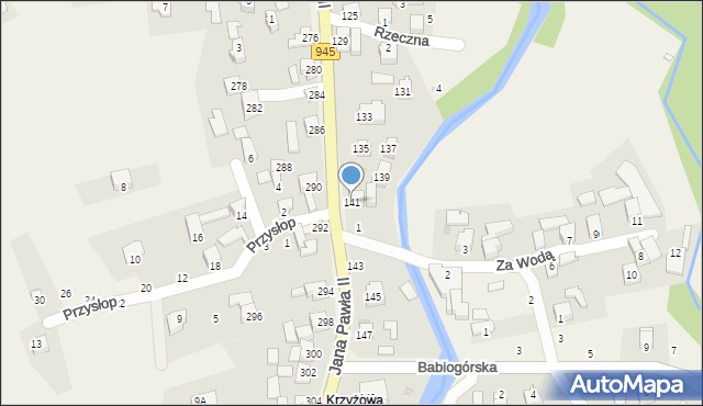 Krzyżowa, Jana Pawła II, 141, mapa Krzyżowa