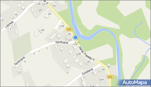 Krzyżowa, Jana Pawła II, 234, mapa Krzyżowa