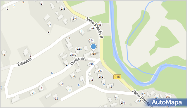 Krzyżowa, Jana Pawła II, 248, mapa Krzyżowa