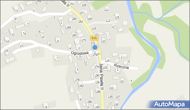 Krzyżowa, Jana Pawła II, 274, mapa Krzyżowa