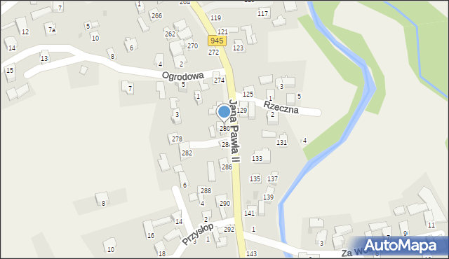 Krzyżowa, Jana Pawła II, 280, mapa Krzyżowa