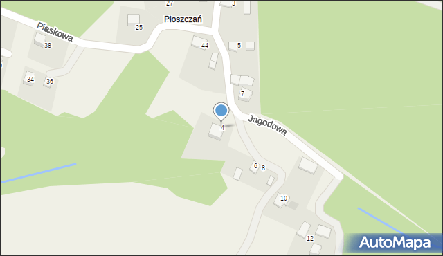 Kwaczała, Jagodowa, 4, mapa Kwaczała