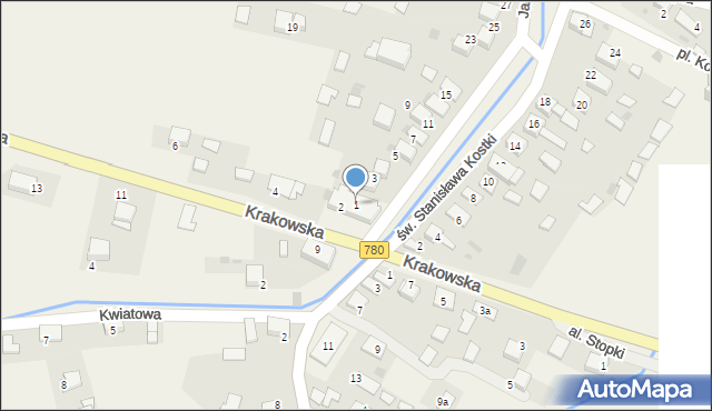 Kwaczała, Jana Pawła II, 1, mapa Kwaczała