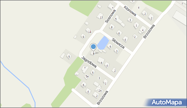 Łąck, Jagodowa, 8, mapa Łąck