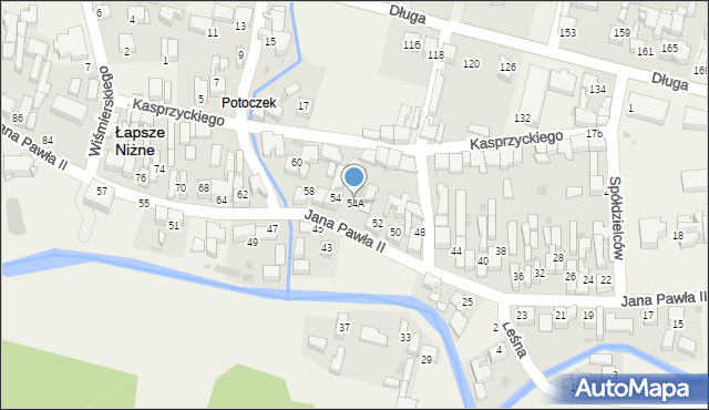 Łapsze Niżne, Jana Pawła II, 54A, mapa Łapsze Niżne