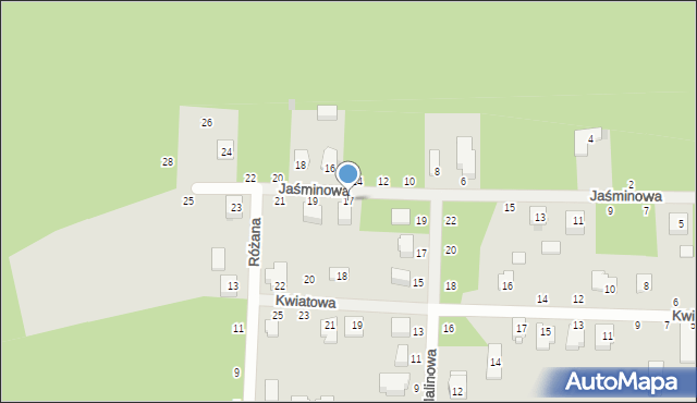 Łaskarzew, Jaśminowa, 17, mapa Łaskarzew