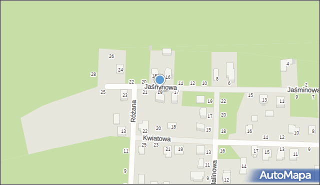 Łaskarzew, Jaśminowa, 19, mapa Łaskarzew