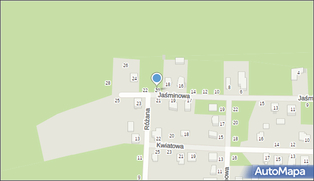 Łaskarzew, Jaśminowa, 20, mapa Łaskarzew