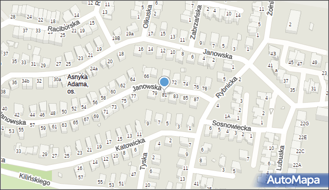 Legnica, Janowska, 81, mapa Legnicy