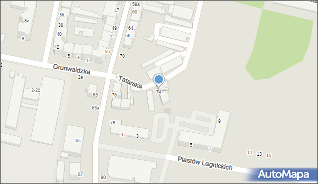 Legnica, Jaworzyńska, 74, mapa Legnicy