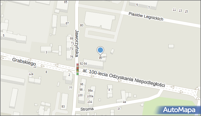 Legnica, Jaworzyńska, 90, mapa Legnicy