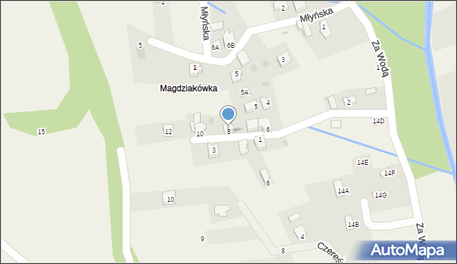 Łękawica, Jagodowa, 8, mapa Łękawica