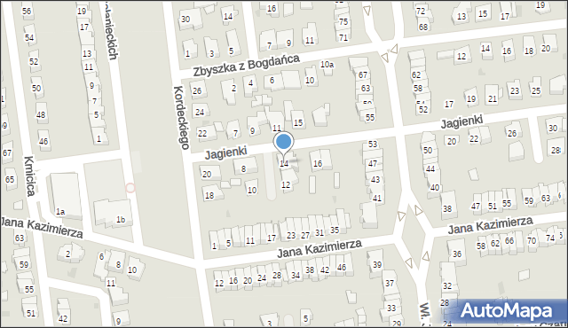 Leszno, Jagienki, 14, mapa Leszno