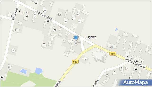 Ligowo, Jana Pawła II, 13, mapa Ligowo