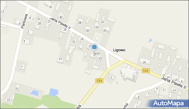 Ligowo, Jana Pawła II, 15, mapa Ligowo