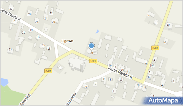 Ligowo, Jana Pawła II, 18, mapa Ligowo