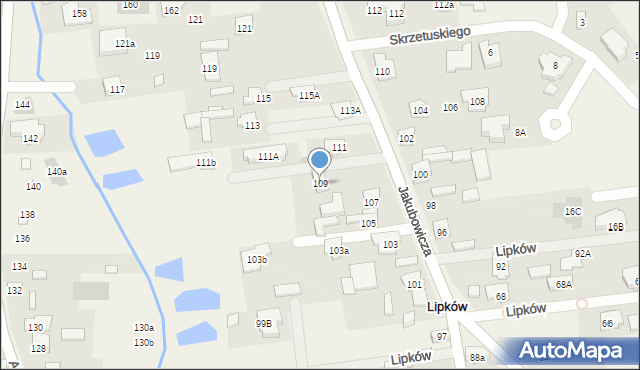 Lipków, Jakubowicza Józefa Paschalisa, 109, mapa Lipków