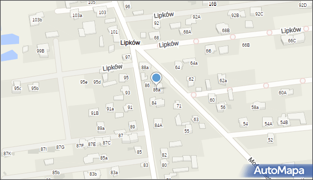 Lipków, Jakubowicza Józefa Paschalisa, 86a, mapa Lipków