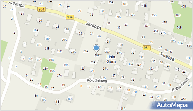 Lisia Góra, Jaracza Stefana, 26A, mapa Lisia Góra