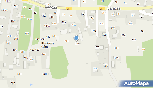 Lisia Góra, Jaracza Stefana, 72B, mapa Lisia Góra
