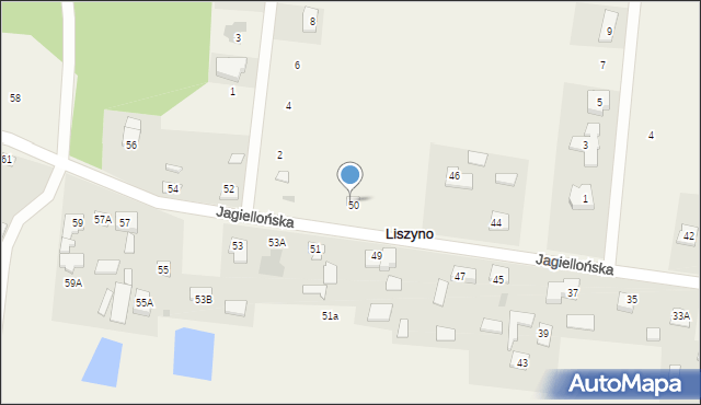 Liszyno, Jagiellońska, 50A, mapa Liszyno