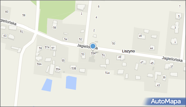 Liszyno, Jagiellońska, 53A, mapa Liszyno