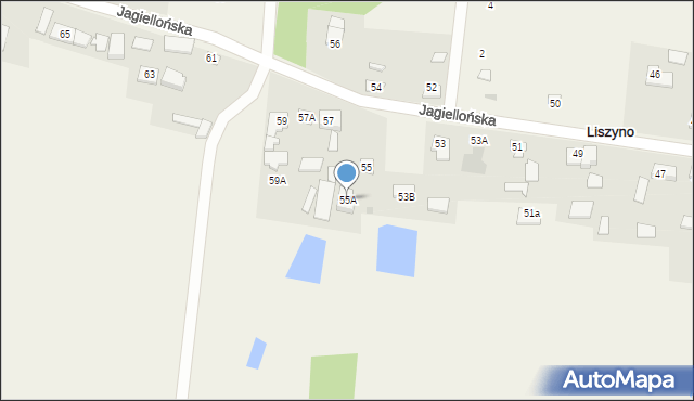 Liszyno, Jagiellońska, 55A, mapa Liszyno