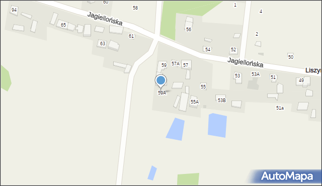 Liszyno, Jagiellońska, 59A, mapa Liszyno