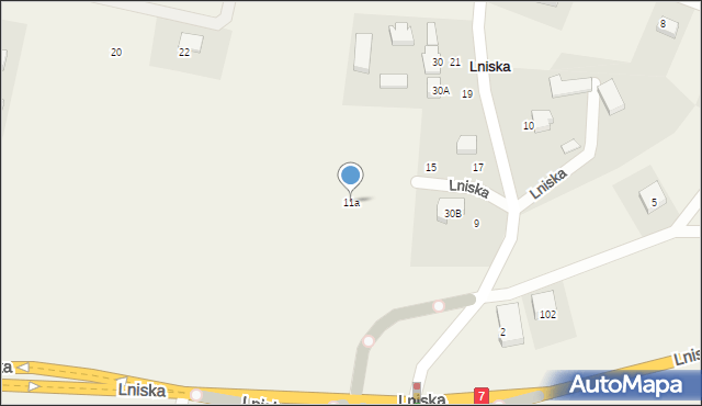 Lniska, Jarzębinowa, 11a, mapa Lniska