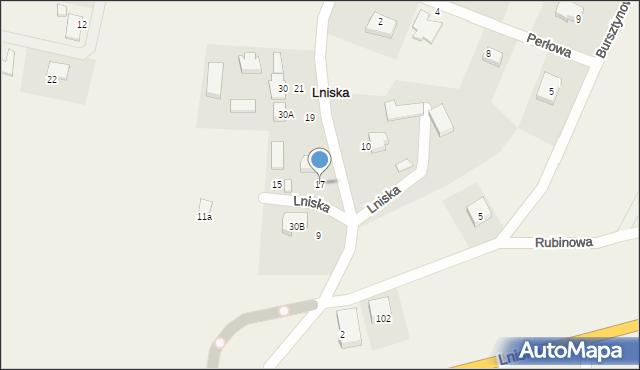 Lniska, Jarzębinowa, 17, mapa Lniska