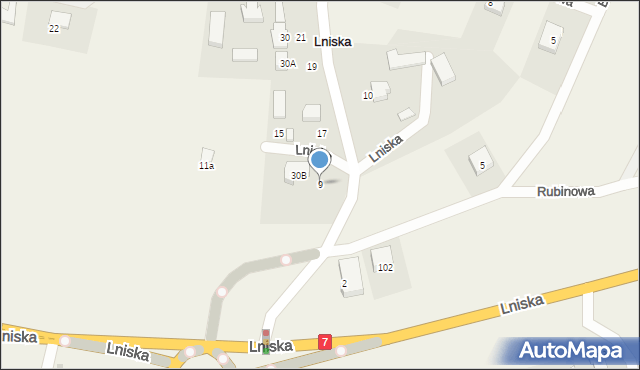 Lniska, Jarzębinowa, 9, mapa Lniska