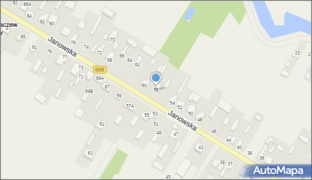 Łobaczew Duży, Janowska, 58, mapa Łobaczew Duży