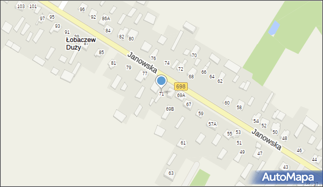 Łobaczew Duży, Janowska, 71, mapa Łobaczew Duży