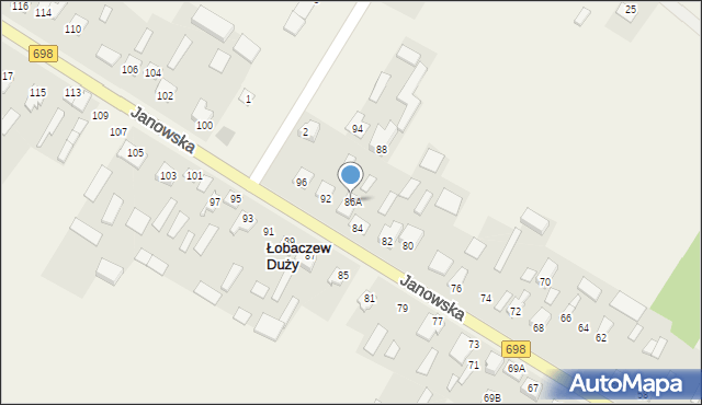Łobaczew Duży, Janowska, 86A, mapa Łobaczew Duży