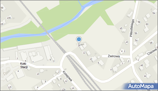 Łodygowice, Jarzębinowa, 14, mapa Łodygowice