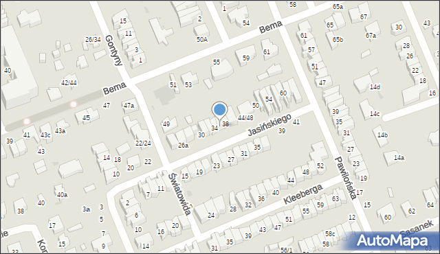 Łódź, Jasińskiego Jakuba, gen., 36, mapa Łodzi