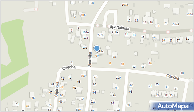 Łódź, Janosika, 99, mapa Łodzi