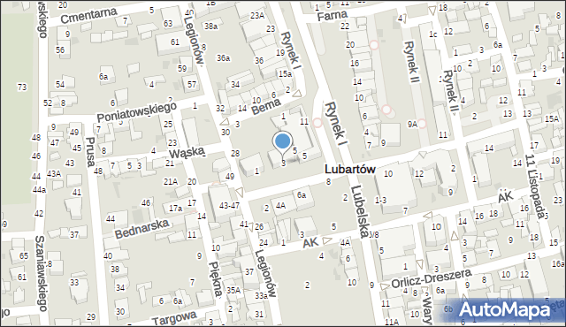 Lubartów, Jana Pawła II, 3, mapa Lubartów