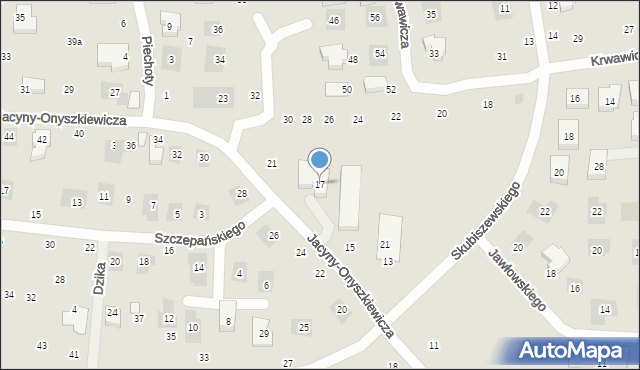 Lublin, Jacyny-Onyszkiewicza Tadeusza, 17, mapa Lublina