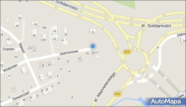 Lublin, Jaśminowa, 20, mapa Lublina