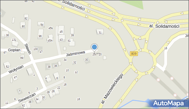 Lublin, Jaśminowa, 20a, mapa Lublina