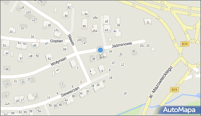 Lublin, Jaśminowa, 36, mapa Lublina