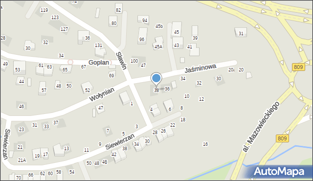 Lublin, Jaśminowa, 38, mapa Lublina