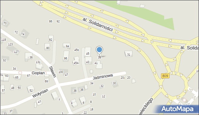 Lublin, Jaśminowa, 39, mapa Lublina