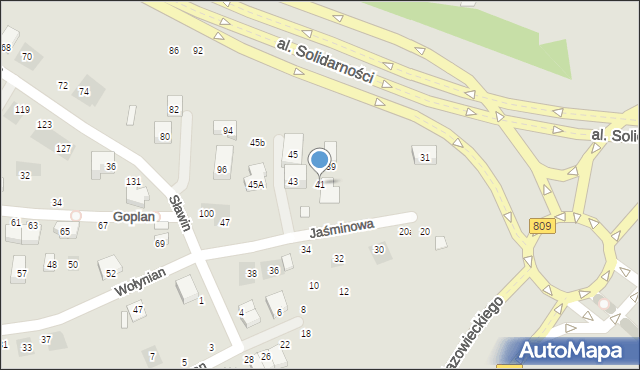 Lublin, Jaśminowa, 41, mapa Lublina