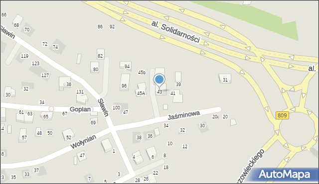 Lublin, Jaśminowa, 43, mapa Lublina